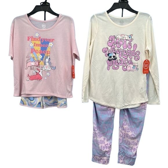 Girls Long & Short Pajama Lounge Sleep 2pc Set, 2-Pack Size XL - Picture 1 of 7